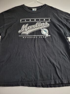 Vintage Florida Marlins Shirt XL Black 2004 Baseball Club